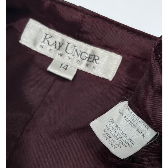 Kay Unger NY Womens Leather Pants Size 14 Burgundy Plum - Picture 9 of 10